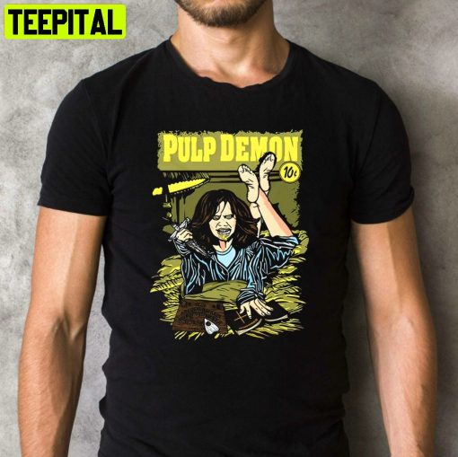 Pulp Demon The Exocist Regan Cover Pulp Fiction Scary Movie Retro Design T-Shirt