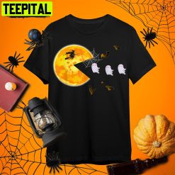 Pumpkin Eating Boo Ghost Gamer Retro Art Unisex T-Shirt