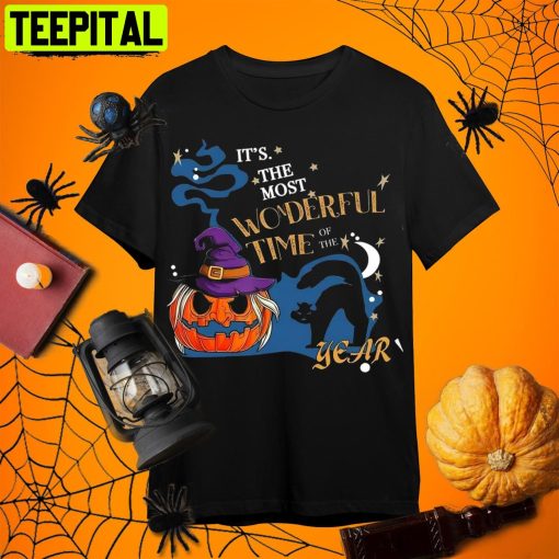 Pumpkin It’s The Most Wonderful Time Halloween Retro Art Unisex T-Shirt