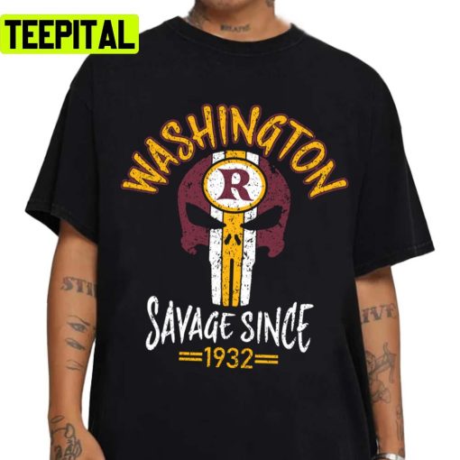 Punisher Mask Football Savage Skull 1932 Apparel Washington Commanders Unisex T-Shirt