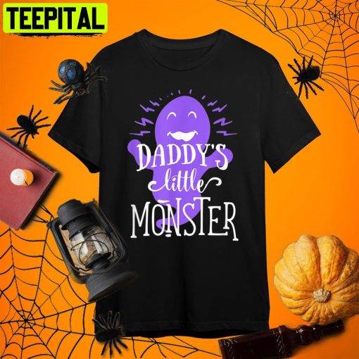 Purple Little Monster Halloween Single Dad Retro Art Unisex T-Shirt