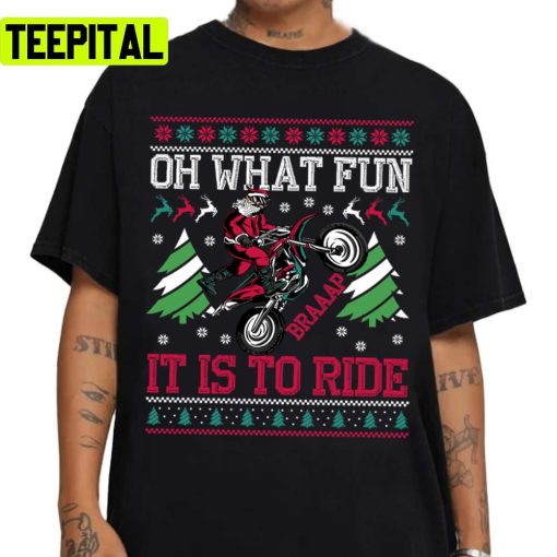 Red Braaap Dirt Bike Ugly Christmas Motocross Unisex Sweatshirt