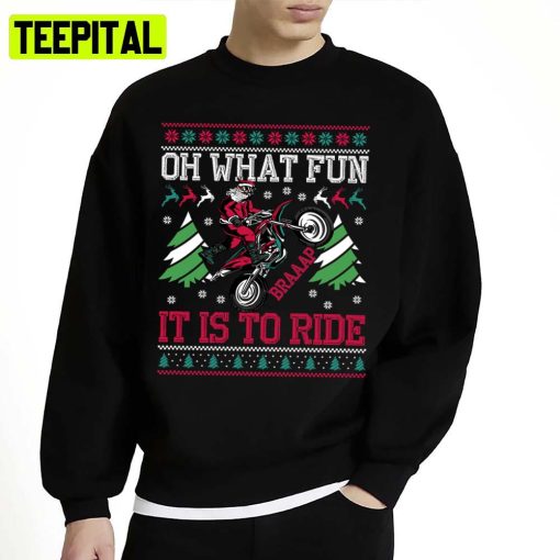 Red Braaap Dirt Bike Ugly Christmas Motocross Unisex Sweatshirt