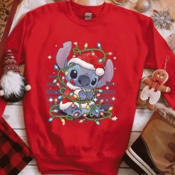 Retro Lilo & Stitch Christmas Lights Portrait Sweatshirt