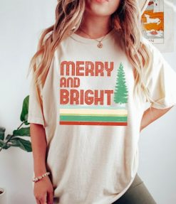 Retro Merry And Bright Christmas T-Shirt