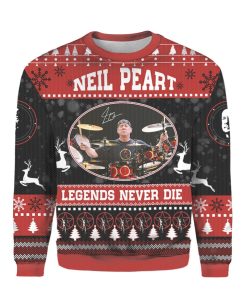 Rush Rock Neil Peart Drummer Legend Never Die Ugly Christmas 3D Sweater