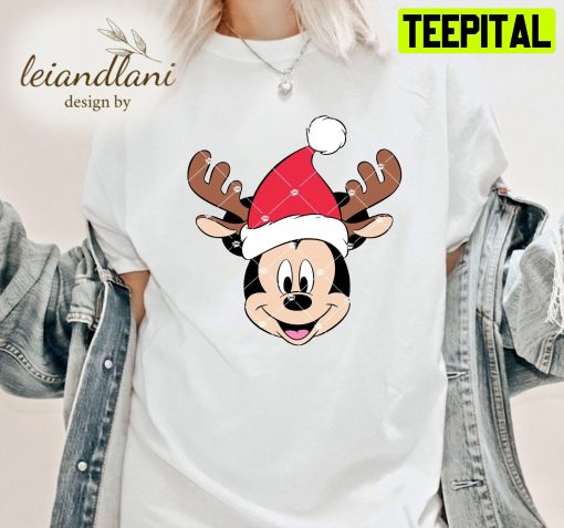 Santa And Minnie Walt Magic Kingdom Mickey Mouse Christmas Unisesx T-Shirt