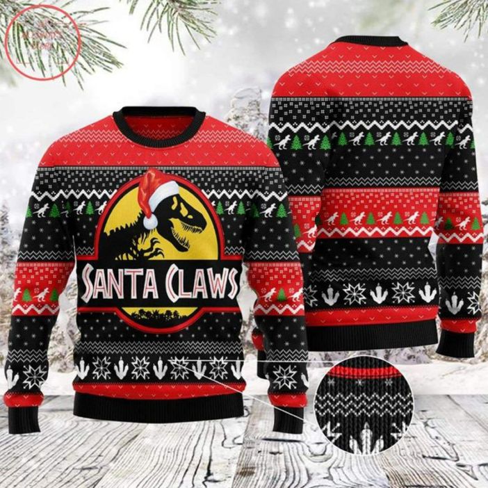 Santa Claws T-rex Ugly Christmas Sweater