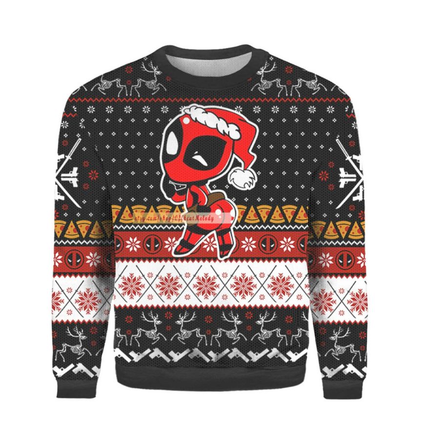 Santa Deadpool Kiss My Ass Ugly Xmas Sweater
