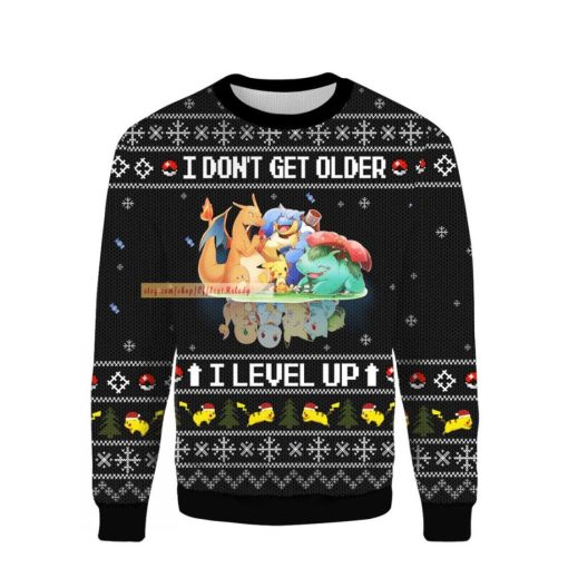 Santa Pokeeemon I Don’t Get Older I Level Up Ugly Xmas Sweater