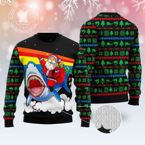 Santa Riding Shark Unisex 3D Ugly Christmas 3D Sweater