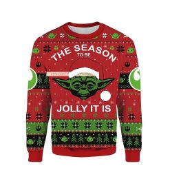 Santa Yoda Star Wars The Season To Be Jolly It is Ugly Christmas 3D Sweater