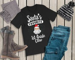 Santa’s Favorite 1st Grade Crew Shirt Christmas Teacher Shirt