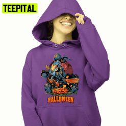 Scary Evil Witch Flying On A Broom Hoodie