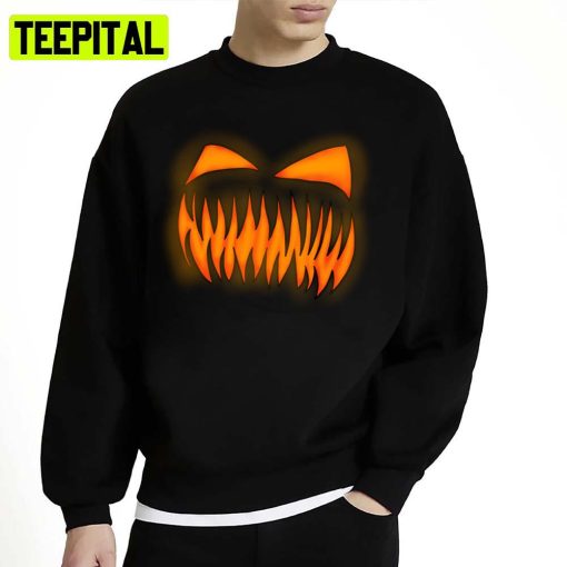 Scary Face Jack O Lantern Halloween Pumpkin Unisex Sweatshirt