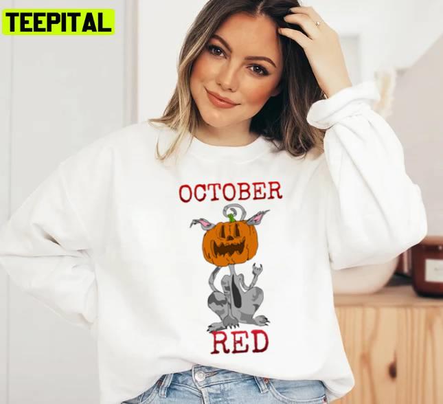 Scary Pumpkin October Red Unisex T-Shirt