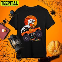 Skeleton Dinosaur Monster Truck Moon Candy Toddler Halloween Retro Art Unisex T-Shirt