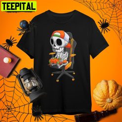 Skeleton Gamer Video Gaming Boys Kidsns Halloween Retro Art Unisex T-Shirt