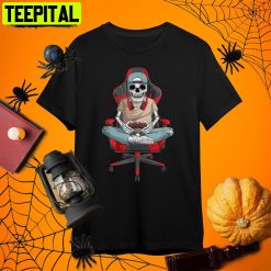 Skeleton Gamer Video Gaming Boys Men Kidsns Halloween Retro Art Unisex T-Shirt