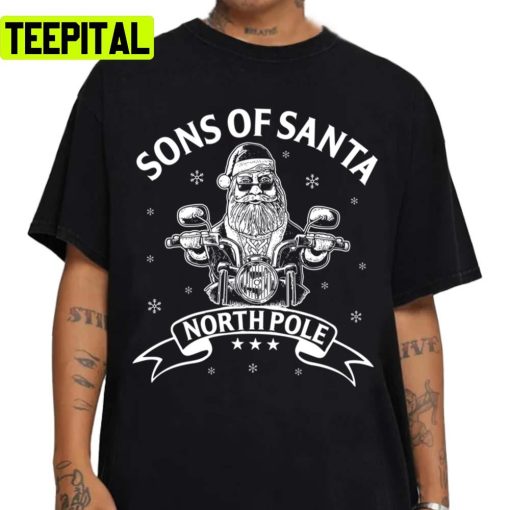 Sons Of Santa North Pole Santa Biker Christmas Unisex Sweatshirt