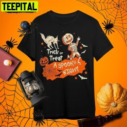 Spooky Halloween Halloween Horror Nights Trick R Treat Skeleton Pumpkin Retro Art Unisex T-Shirt