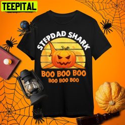 Stepdad Shark Boo T Pumpkin Halloween Stepdad Retro Art Unisex T-Shirt