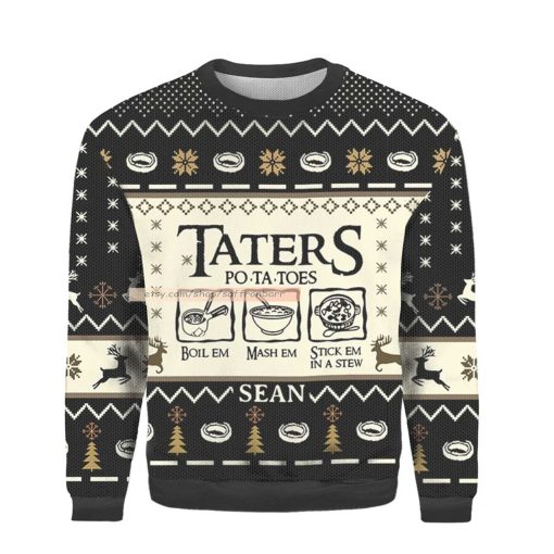 Taters Black Merry Christmas 2022 3D Sweater