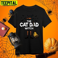 The Cat Dad Witch Matching Family Halloween Cat Dad Retro Art Unisex T-Shirt