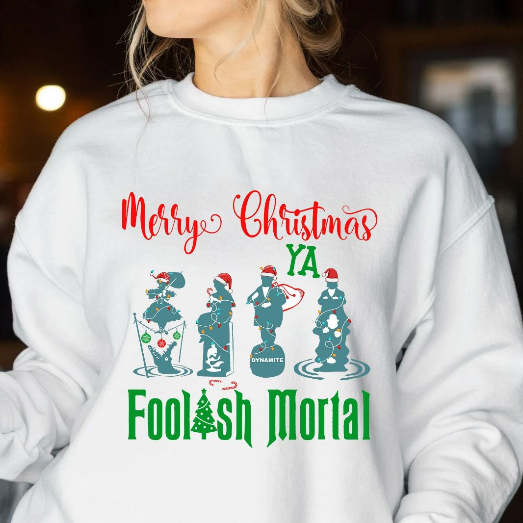 The Haunted Mansion Stretching Room Foolish Mortal Christmas Costume Light Sweatshirt