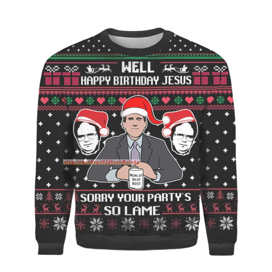 Happy birthday jesus sweater the office sale