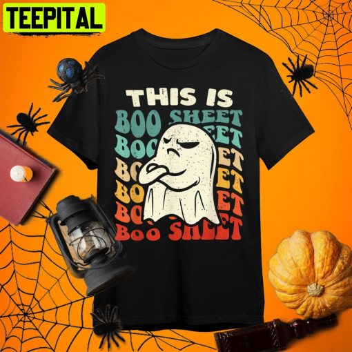 This Is Boo Sheet Ghost Halloween Costume Funny Gift Retro Art Unisex T-Shirt