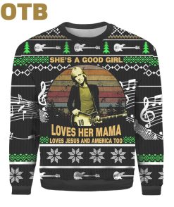 Tom Petty Loves Her Mama Loves Jesus And America Too Vintage Ugly Xmas 3D Sweater