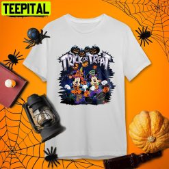 Trick Or Treat Mickey Minnie Mouse Funny Minnie Mouse Halloween Retro Art Unisex T-Shirt