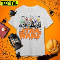 Trick Or Treat Star Wars Halloween Baby Yoda And Friends Retro Art Unisex T-Shirt