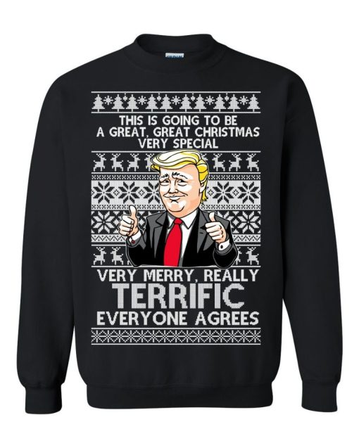 Trump Very Merry Really Terrific Christmas Ugly Sweater