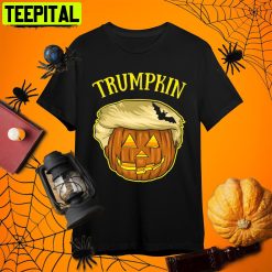 Trumpkin Pumpkin And Bat Halloween Retro Art Unisex T-Shirt