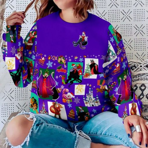 Ursula Pattern Xmas Violet 2022 Christmas Disney Graphic Cartoon 3D Sweater