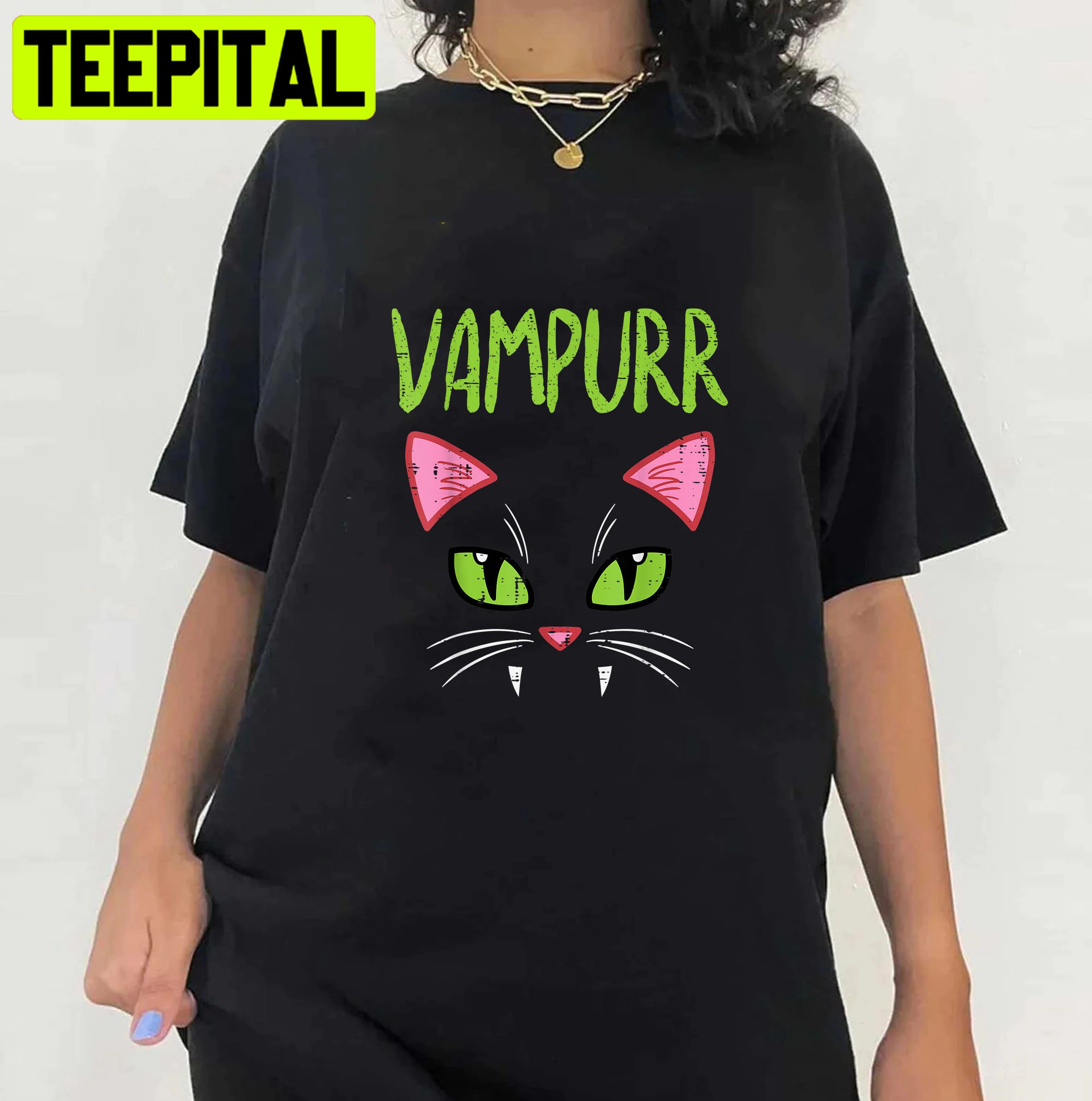 Vampurr Vampire Halloween Black Cat Trending Unisex T-Shirt