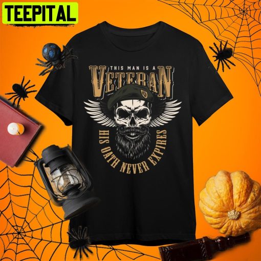 Veteran His Oath Never Expires Halloween Retro Art Unisex T-Shirt