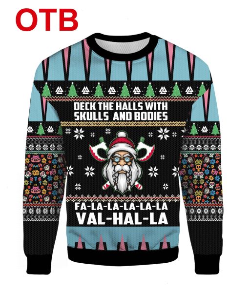 Viking Deck The Halls With Skulls And Bodies Ugly Xmas 3D Christmas 2022 Sweater