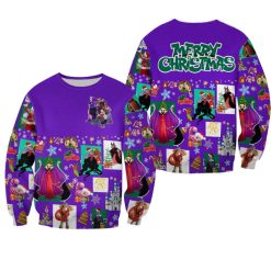 Villains Pattern Xmas Violet 2022 Christmas Disney 3D Sweater