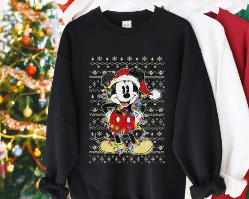 Vintage Mickey Mouse Christmas Lights Ugly Sweatshirt