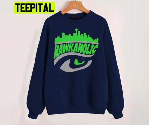 Vintage Seattle Football Hawkaholic City Skyline Unisex Sweatshirt