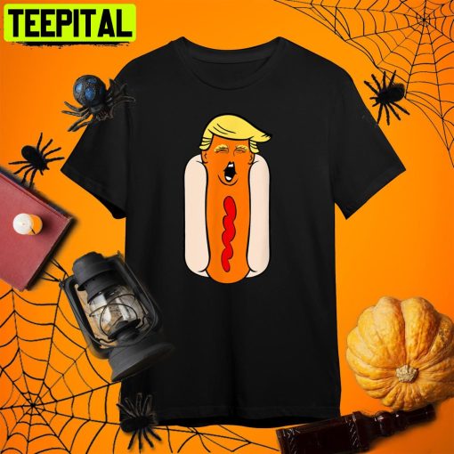 Weiner Hot Dog Head Biden Costume Funny Trump Halloween Retro Art Unisex T-Shirt