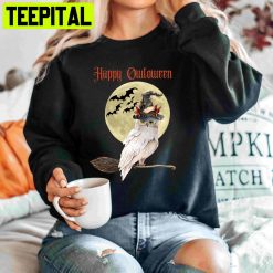 Witch Owl Happy Halloween Retro Spooky Season Trending Unisex Shirt
