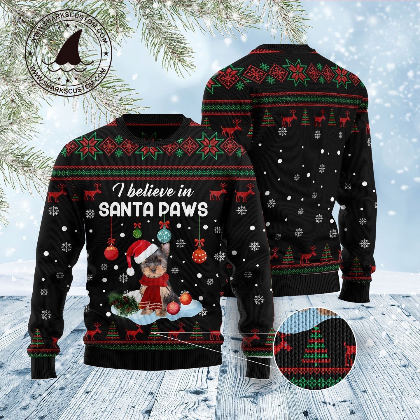 Yorkshire Terrier Santa Paw Unisex Christmas 3D Sweater