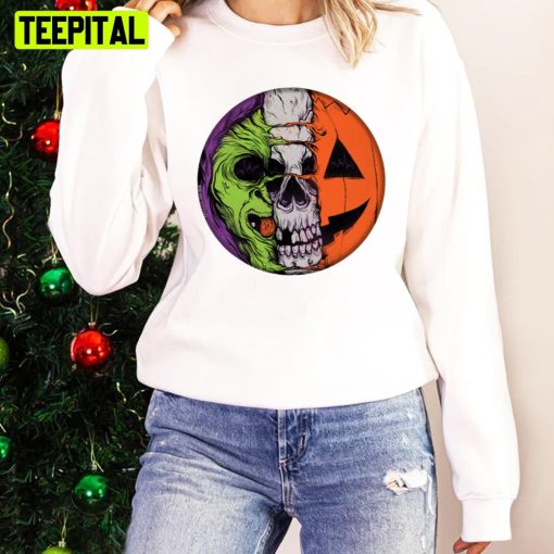 Zombie Skull Silver Shamrock Novelties Pumpkin Unisex Sweatshirt