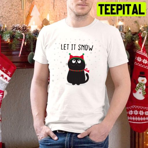 Cute Black Cat Let It Snow Merry Xmas Christmas Trending Unisex Hoodie