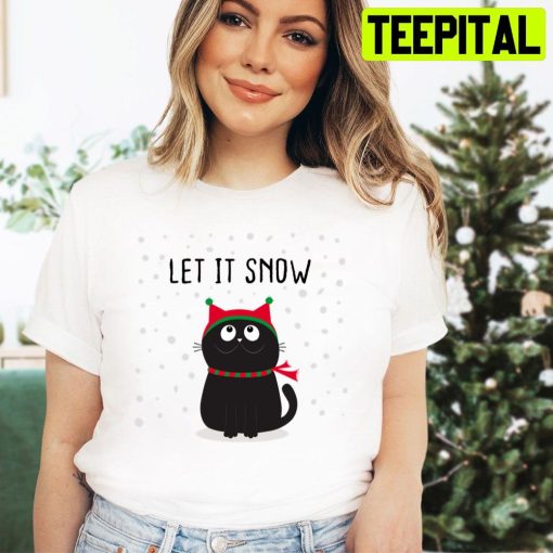 Cute Black Cat Let It Snow Merry Xmas Christmas Trending Unisex Hoodie