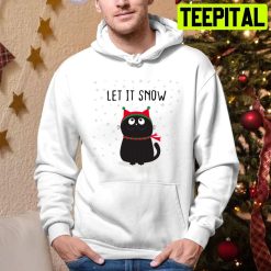 Cute Black Cat Let It Snow Merry Xmas Christmas Trending Unisex Hoodie